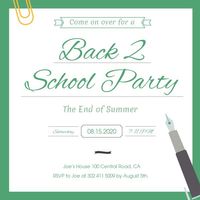 dinner, student, class, White Back To School Party Instagram Post Template Instagram Post Template