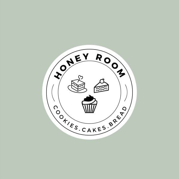白色和绿色插图蛋糕店 Logo