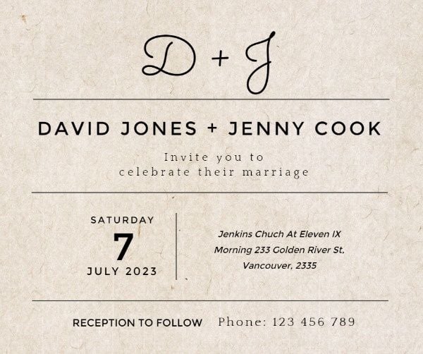 シンプルな紙の結婚式の招待状 Facebook投稿