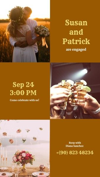 engagement party, engagement, proposal, Collage Wedding Today  Instagram Story Template