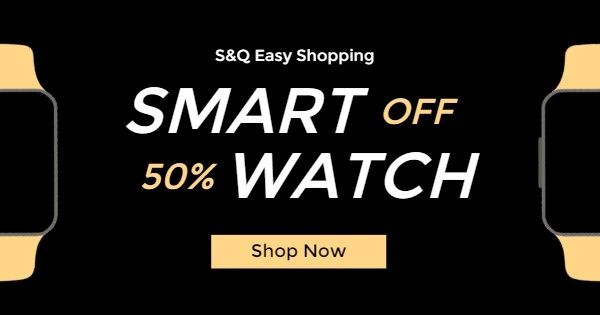 shopping, electronic, shop, Black Smart Watch Cyber Monday Sale Facebook Ad Medium Template