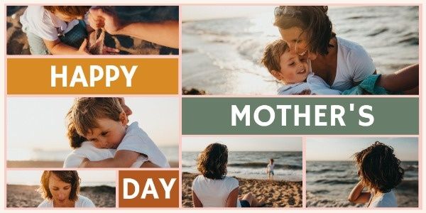 greeting, celebration, celebrate, Mother's Day Classic Collage Twitter Post Template