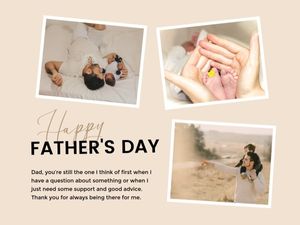dad, greeting, thank you, Soft Beige Father's Day Family Photo Collage Card Template