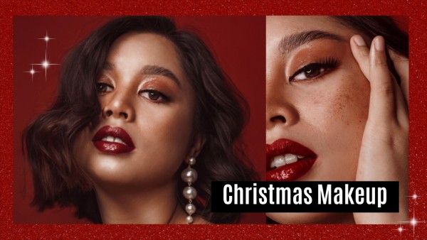 holiday makeup, xmas, holiday, Red Christmas Makeup Ideas Youtube Thumbnail Template