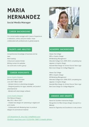 job hunting, marketing assistant, marketing, Social Media Manager CV Resume Template