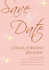marriage, marry, love, Shiny Pink Save The Date Wedding Invitation Template