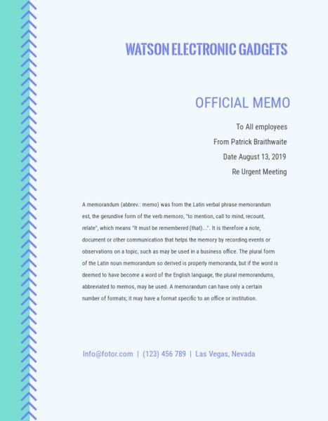 business, official memo, employee, Blue Background Meomo Memo Template