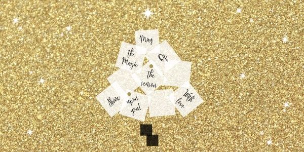 greeting, holiday, festival, Golden Glitter Christmas Wishes Twitter Post Template