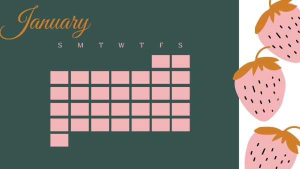 time, life, fruit, Pink Strawberry Calendar Template