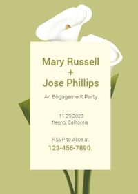 wedding, ceremony, proposal, Green Engagement Party Invitation Template