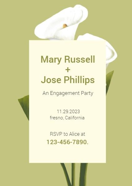 wedding, ceremony, proposal, Green Engagement Party Invitation Template