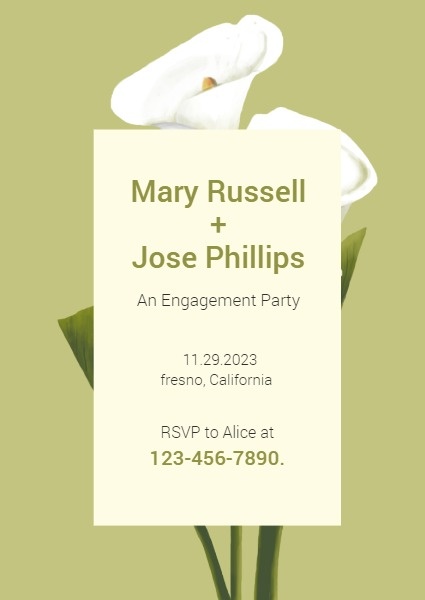 Green Engagement Party Invitation
