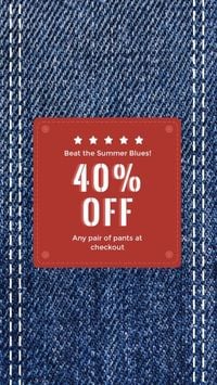 clothes, discount, online sale, Blue Jeans Sale Instagram Story Template
