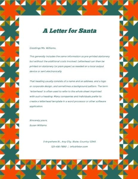 サンタのための赤と緑の手紙 レターヘッド