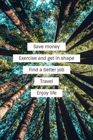 life, quote, social media, Green Background Of Forest New Year Resolution Pinterest Post Template