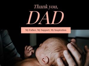 father's day, kid, infant, Black Thank You Dad Card Template