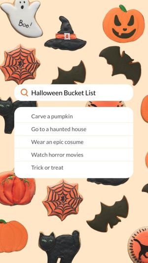 trick or treat, spooky, checking list, Colorful Halloween Bucket List Instagram Story Template