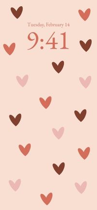 ピンクと茶色のシンプルハートバレンタインデー HDモバイル壁紙
