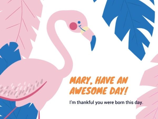 party, happy, life, Bird Birthday Card Template