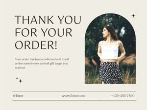 gratitude, thanks, grateful, Beige Modern Online Shop Business Thank You Card Template