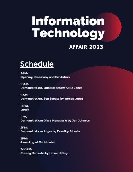 hosting, event, future, Black And Red Information Technology Conference Program Template