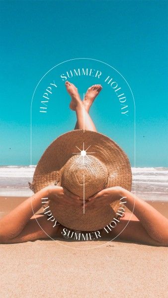seaside, vacation, relax, Blue Modern Happy Summer Holiday Instagram Story Template