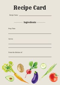 designer, designers, graphic design, Simple Brown Vegetables Oil Painting  Recipe Card Template