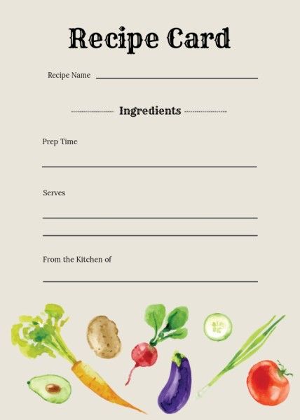  designer,  designers,  graphic design, Simple Brown Vegetables Oil Painting  Recipe Card Template