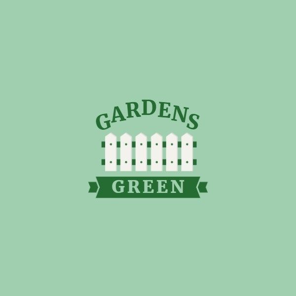 緑のガーデニングフェンスアイコン ロゴ