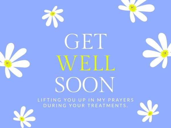 date, care, love, Blue Get Well Soon Card Template