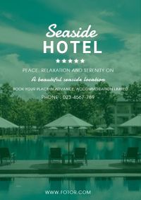 journey, tour, tourist, Green Seaside Hotel Travel Flyer Template