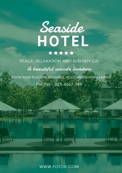 journey, tour, tourist, Green Seaside Hotel Travel Flyer Template