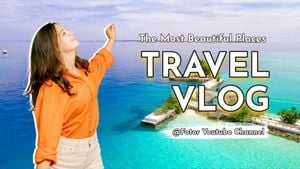 trip, journey, holiday, Blue Simple Travel Vlog Youtube Thumbnail Template