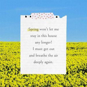 青と黄色のシンプルな春の引用ノート Instagram投稿