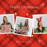 Red Merry Christmas Holiday Gift Collage Photo Collage (Square)