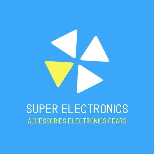 青と白の電子ガジェットの販売 ロゴ