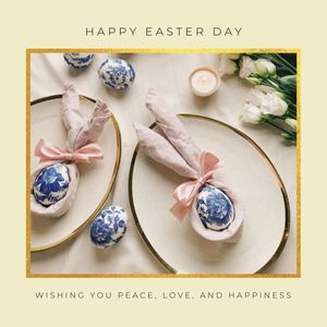 greeting, festival, holiday, Soft Yellow Minimal Happy Easter Day Instagram Post (Square) Template
