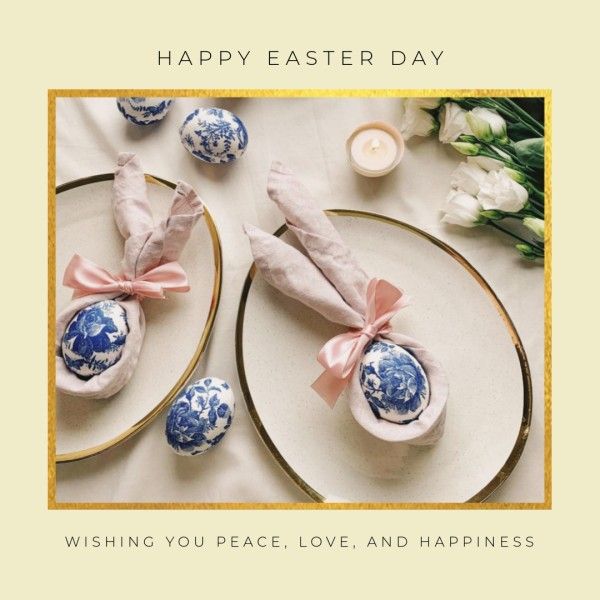 greeting, festival, holiday, Soft Yellow Minimal Happy Easter Day Instagram Post Template