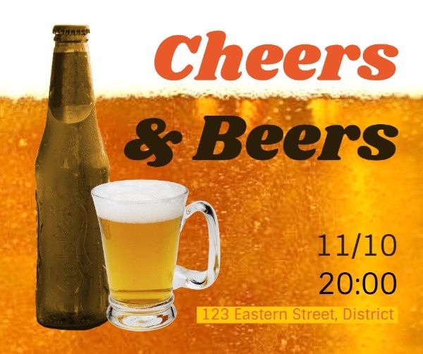 sale, drink, beer fest, Beers And Cheers Time Facebook Post Template