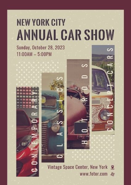 vehicle, transport, automobile, Vintage Car Show Poster Template