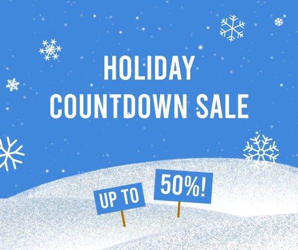promotion, holiday, winter, Blue Christmas Sale Facebook Post Template