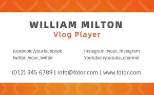 Orange Gaming Channel Banner Business Card
