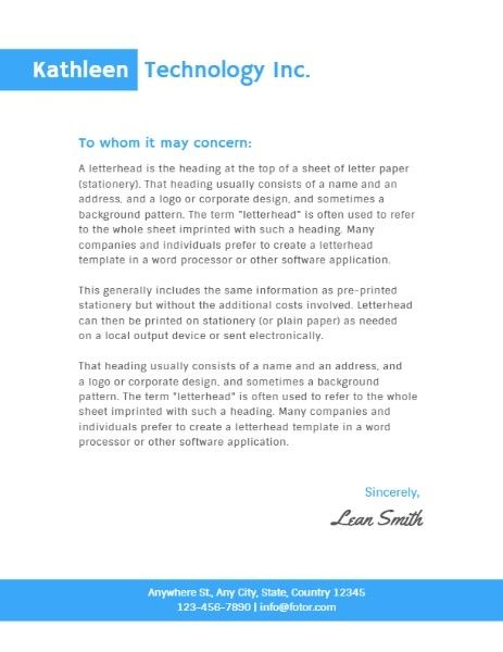 business, firm, office, Simple White And Blue Company Letter Letterhead Template