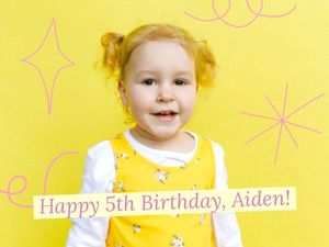 girl, happy, blessing, Yellow Birthday Celebration Card Template