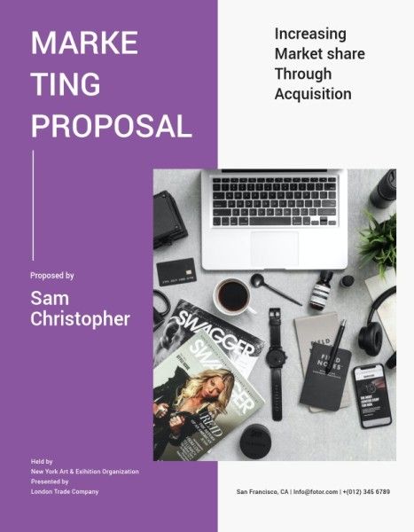  marketing proposals,  business,  company, Purple And White Marketing Proposal Template