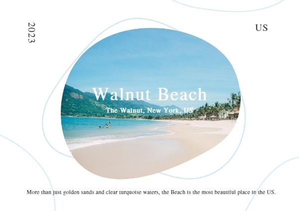 trip, friends, photo, Blue Beach Summer Travel Postcard Template