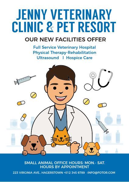 pet resort, cat, dog, Veterinary Clinic Poster Template