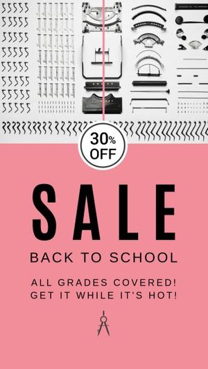 sales, discount, education, Back To School Stationery Promotion Instagram Story Template