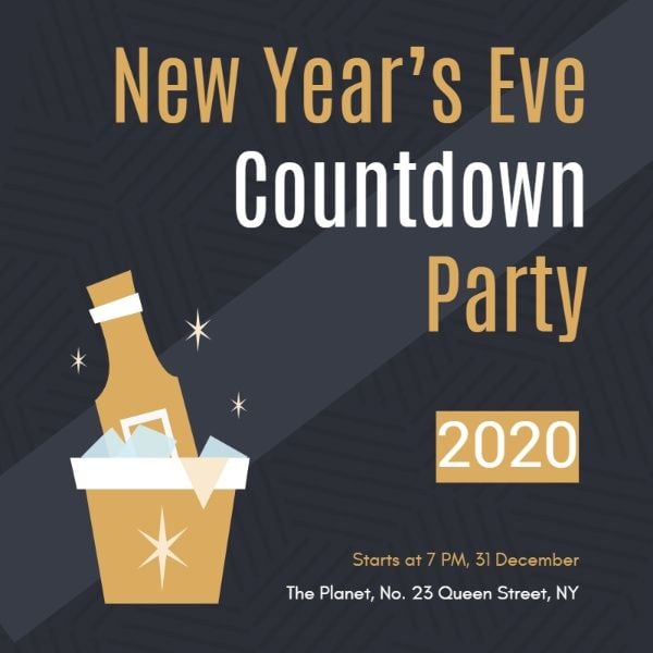 social medium, instagram ad, advertisement, New year's eve countdown party invitation Instagram Post Template
