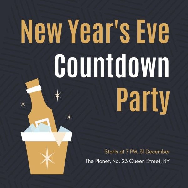 social medium, instagram ad, advertisement, New year's eve countdown party invitation Instagram Post Template